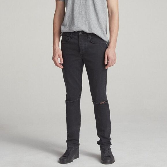 rag & bone Other - Rag‎ & Bone Standard Issue Fit 1 Extra Slim Jeans Shelter Holes Black Grey 29x34